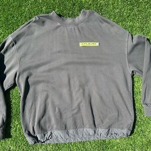 Studio Supervsn Men’s XL Crew neck Sweatshirt Drawchord Hem Drawstring Grey Logo